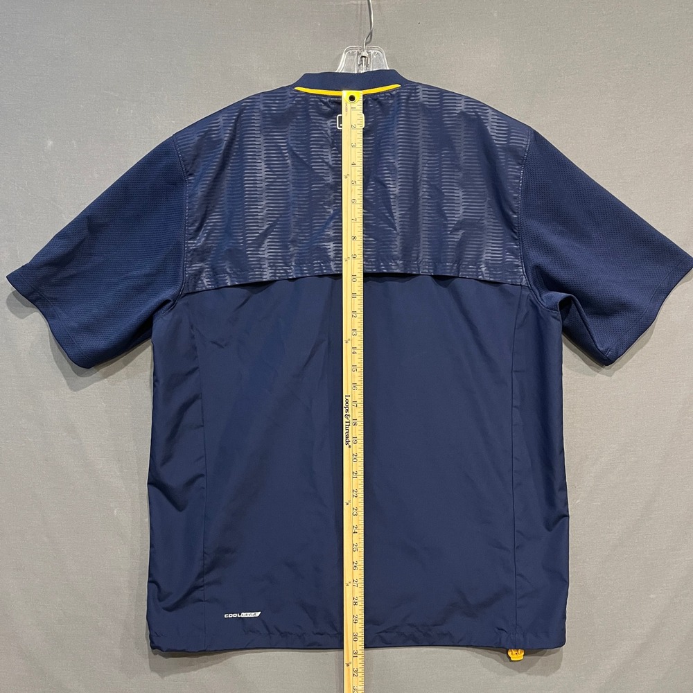 Milwaukee Brewers 1/4 Zip Windshirt Mens M Blue Majestic Short Sleeve Pullover - Picture 8 of 8